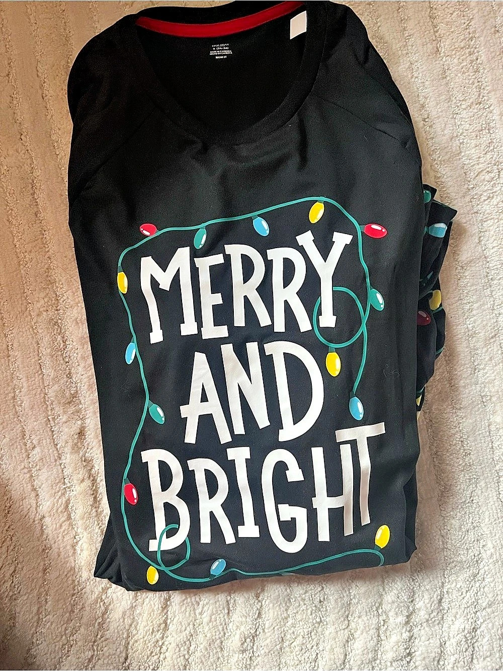 Holiday Time Merry and Bright Christmas Light Pajama Set